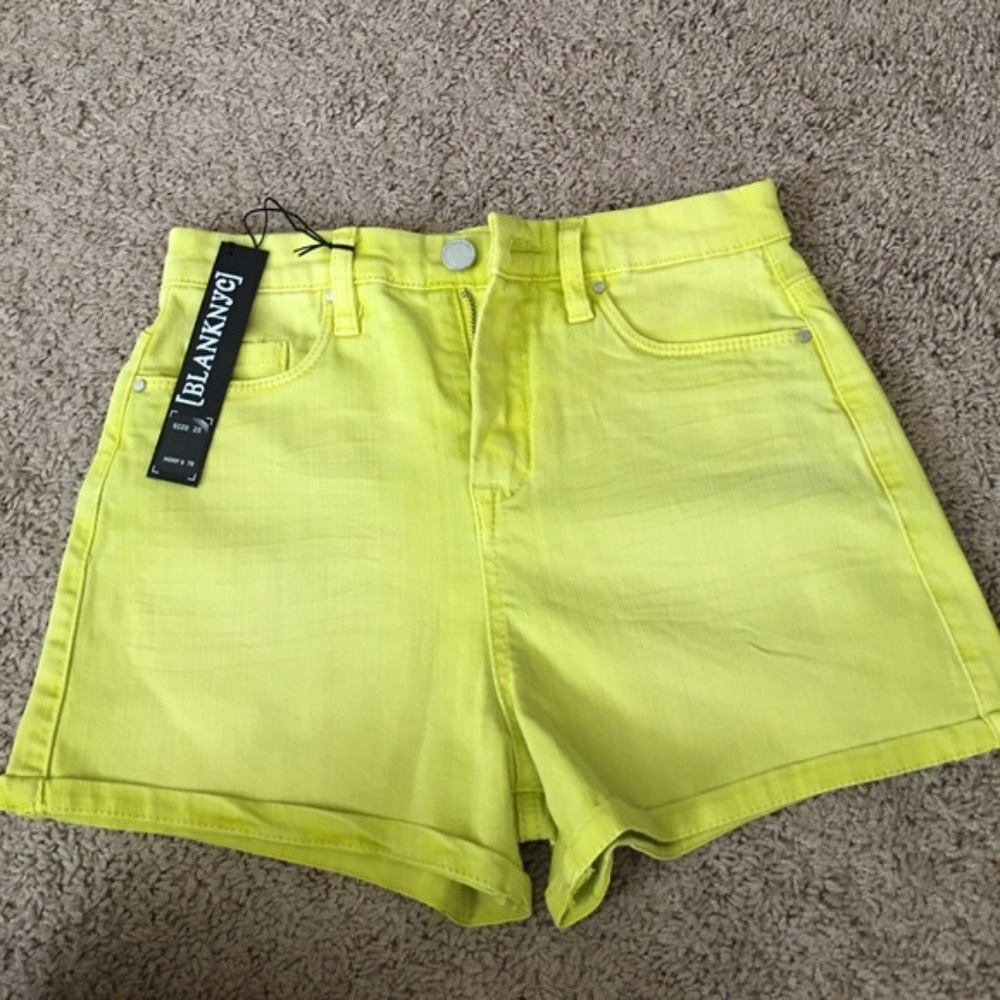 BLANKNYC Neon Lime High Rise Shorts